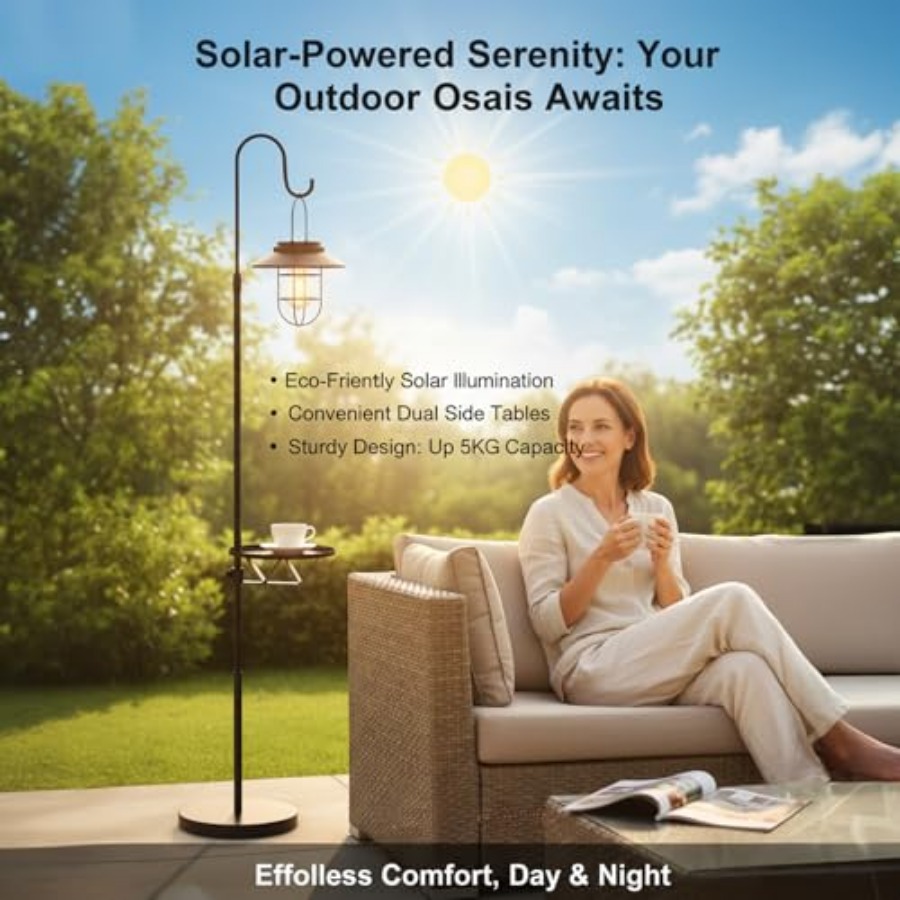 Solar Floor Lamp with Table, 6 - Solar Lamp recension och pris